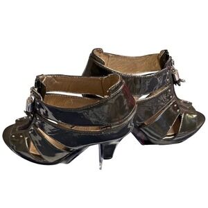Sofft Metallic Gold Gladiator Zipper Heels Sandals‎ Women's Size 7 1/2 M